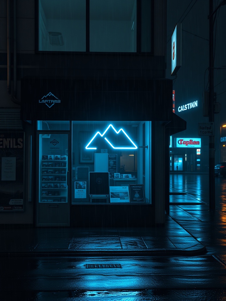 Ice blue mountain storefront